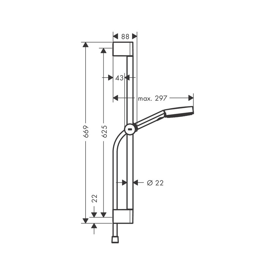 Doucheset HansGrohe Pulsify Select S 3 Jets Relaxation Met Glijstang 65 cm Chroom