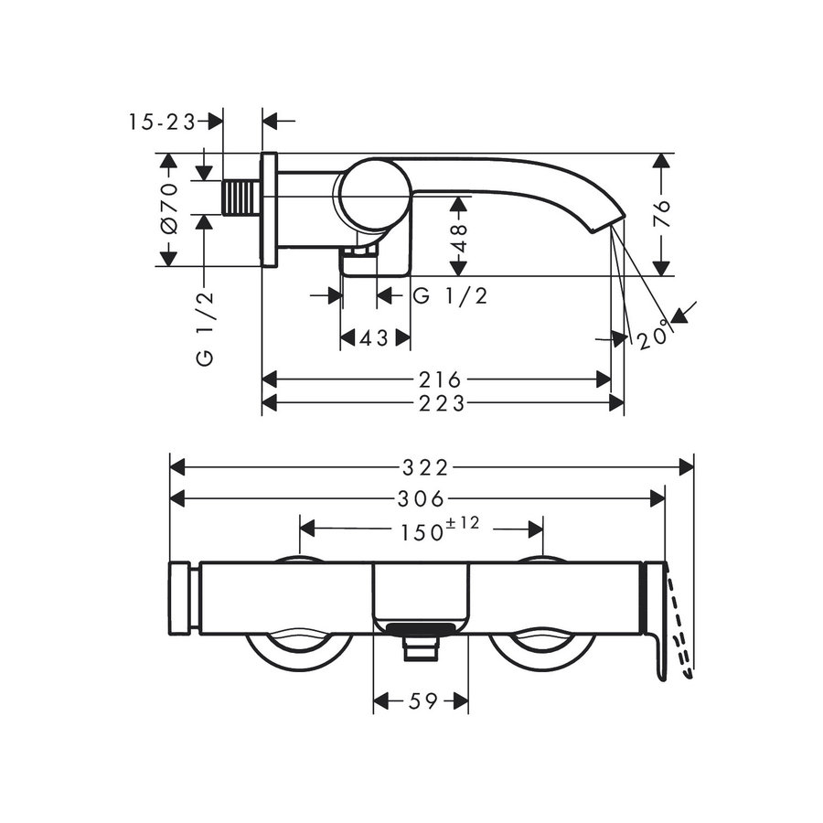 Badmengkraan Opbouw HansGrohe Vivenis Eengreeps Chroom
