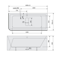 Ligbad Polysan Marlene 165x75x63 cm Asymmetrisch Rechts Wit