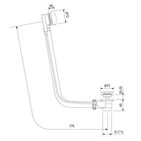 Badafvoercombinatie Polysan Marble met Waste 775 mm Plug 72 mm Mat Zwart