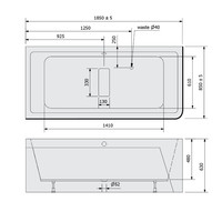 Ligbad Polysan Marlene 185x85x63 cm Asymmetrisch Links Zwart / Wit