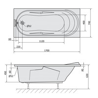 Ligbad Polysan Adriana 170x74x45 cm Acryl Wit