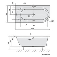 Ligbad Polysan Astra Inbouw 165x80x48 cm Asymmetrisch Links Wit