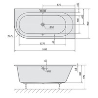 Ligbad Polysan Astra Slim Inbouw 165x80x48 cm Asymmetrisch Rechts Wit