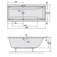 Ligbad Polysan Cleo Inbouw 180x90x48 cm Wit