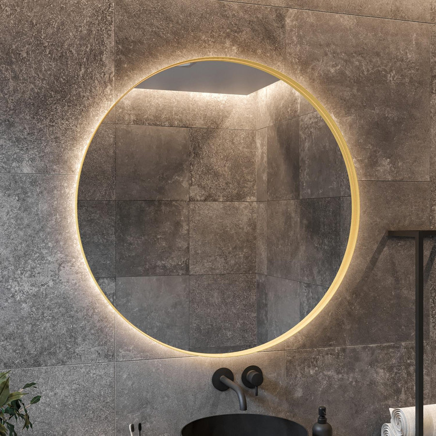 Spiegel AquaSplash Star Rond met LED 60 cm Mat Goud