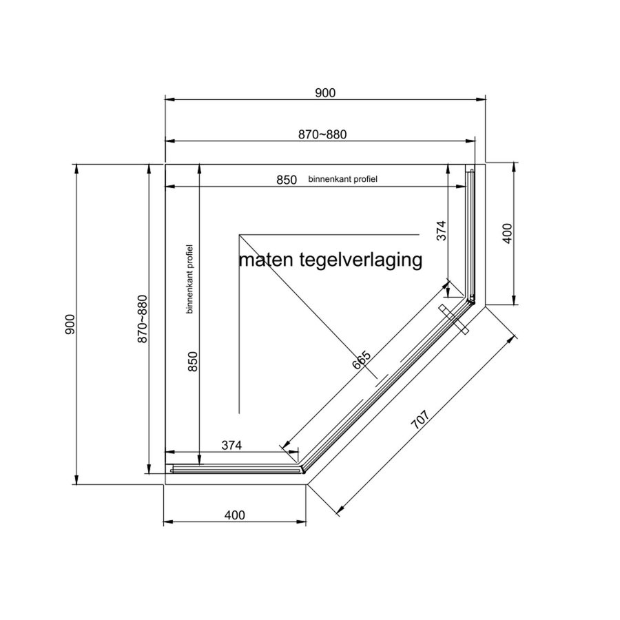 Douchecabine Van Rijn ST04 Vijfhoek Helder incl. Glasbehandeling Links of Rechts Draaiend 90x200 cm Mat Zwart