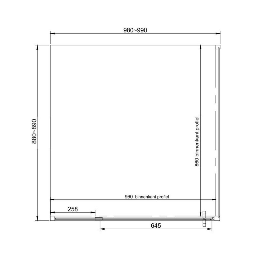 Douchecabine Van Rijn ST04 Hoekcabine 6 mm Helder Glas incl. Glasbehandeling Omkeerbaar 100x90x200 cm Mat Zwart