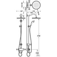 Regendoucheset Tres Clasic Thermostatische Opbouw Incl. Handdouche Doucheslang 170 cm RVS