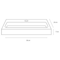 Fonteinset Differnz Flat Keramiek 38x24x7 cm Wit Met Rechte Kraan Mat Chroom