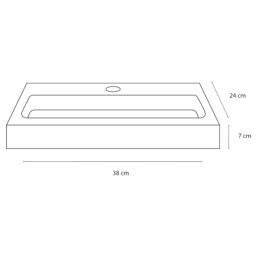 Fonteinset Differnz Flat Keramiek 38x24x7 cm Wit Met Rechte Kraan Mat Chroom