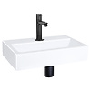 Fonteinset Differnz Flat Keramiek 38x24x7 cm Wit Met Rechte Kraan Mat Zwart