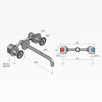 Wastafelmengkraan Hotbath Cobber @Work Inbouw 25 cm 3 Gats Geborsteld Messing PVD (excl. inbouwdeel)