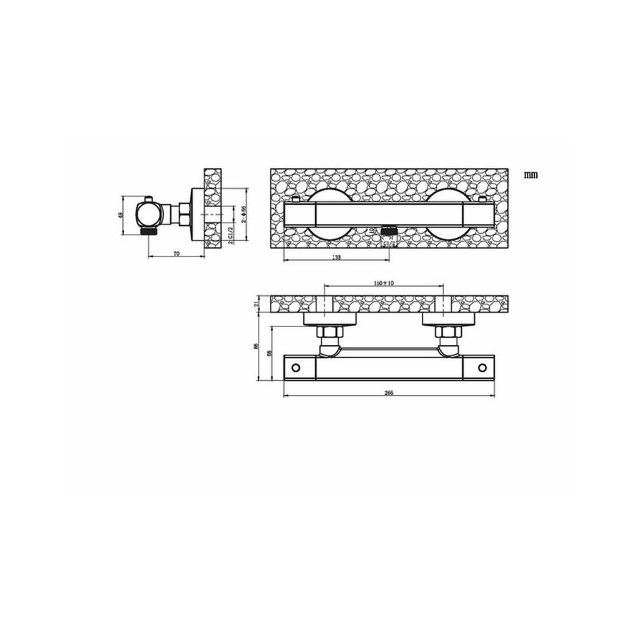 Douchekraan Go by van Marcke Helene Black Opbouw Thermostatisch Mat Zwart