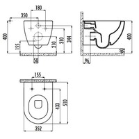 Wandcloset Creavit met Bidet Keramiek Mat Wit (Excl. Zitting)