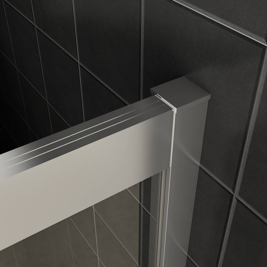 AQS Douchecabine Softclose 2.0 110 cm met Nisdeur en Zijwand 8mm Aluminium NANO Coating (alle varianten)