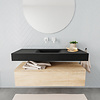 Badkamermeubel AQS Ibiza 120 cm Washed Oak Solid Surface Wastafel Mat Zwart (acht varianten)