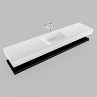 Badkamermeubel AQS Ibiza 200 cm met Mat Zwart Planchet Solid Surface Wastafel Mat Wit (acht varianten)