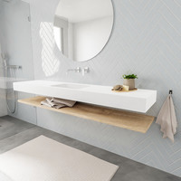 Badkamermeubel AQS Ibiza 200 cm met Washed Oak Planchet Solid Surface Wastafel Mat Wit (acht varianten)