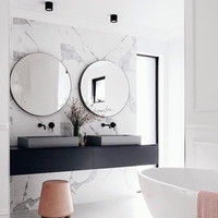 Badkamerspiegel Rond Martens & Meijer Toronto Mat Zwart RVS Frame (alle maten)