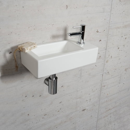 Fonteinset Mat Wit Wiesbaden Color Chroom (kraangat rechts) 