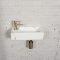 Fonteinset Carrara Marmerlook Wiesbaden Color Messing Goud (kraangat links)