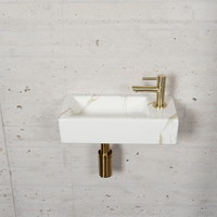 Fonteinset Carrara Marmerlook Wiesbaden Color Messing Goud (kraangat rechts)