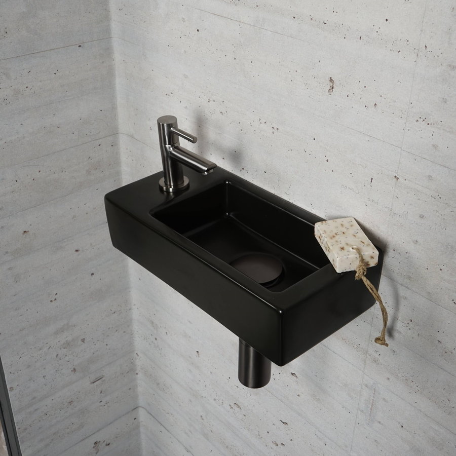 Fonteinset Mat Zwart Wiesbaden Color Gun Metal (kraangat links)