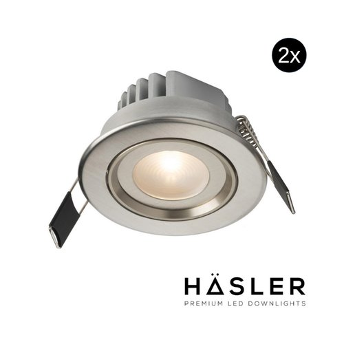 Inbouwspot Häsler Tarragona Incl. Fase Aansnijding Dimbaar 8 cm 4 Watt Warm Wit RVS Set 2x 