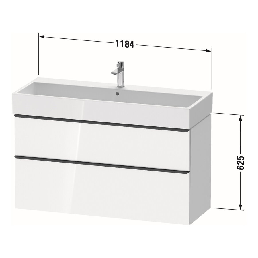 Badmeubel Duravit D-Neo Wand 118.4x44.2x62.5 cm Mat Eiken Zwart