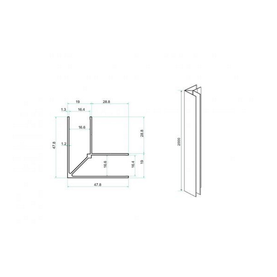 Koppelset Wiesbaden Horizon voor Inloopdouche Met Nisdeur 200x4.7 cm Mat Zwart