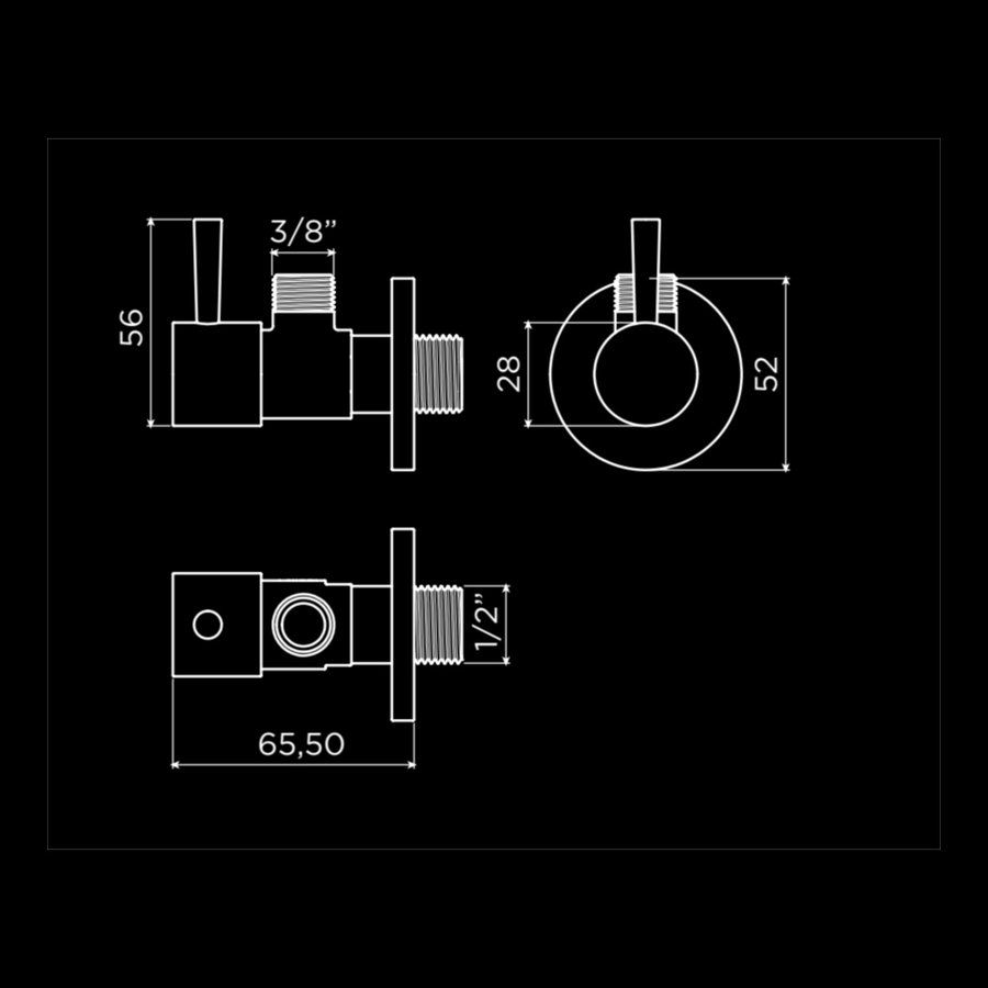 Hoekstopkraan Clou Inbe Angle Valve Mat Zwart