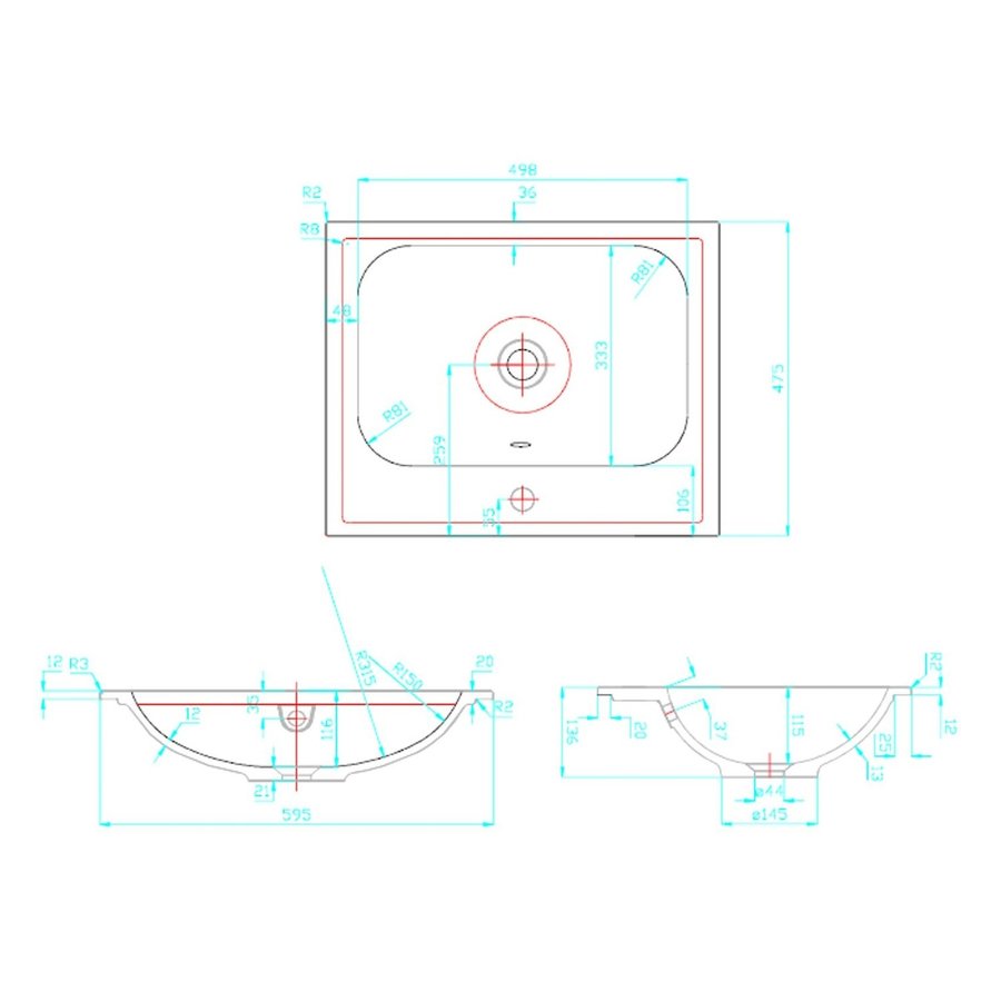 Wastafel Best Design tbv Splash Meubels 60cm Zonder Kraangat Glans Wit