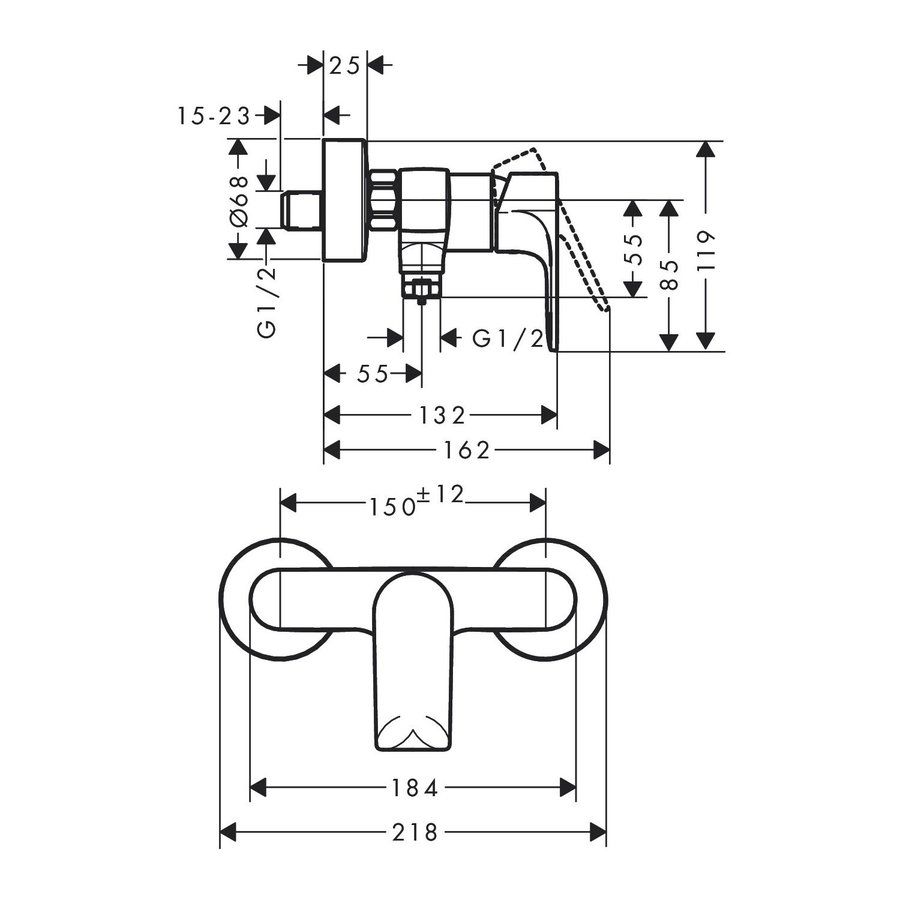Douchemengkraan HansGrohe Rebris E Eengreeps Chroom