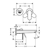 Inbouw Wastafelmengkraan HansGrohe Rebris S Eengreeps Wandmontage Met Uitloop 20 cm Chroom