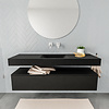 Badkamermeubel AQS Ibiza 150 cm Solid Surface Wastafel Mat Zwart (acht varianten)