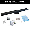 Boss & Wessing Mat Zwart RVS Douchegoot Flens met Uitneembaar Sifon MAT ZWART (alle maten)