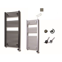 Elektrische Design Radiator Sanicare Plug En Play 111,8 x 60 cm Inox Look Thermostaat Zwart 730 Watt