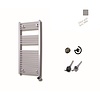 Sanicare Elektrische Design Radiator Sanicare Plug En Play 111,8 x 60 cm Zilvergrijs Thermostaat Zwart 730 Watt