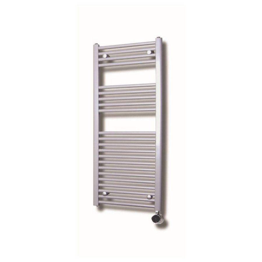 Elektrische Design Radiator Sanicare Plug En Play 111,8 x 60 cm Zilvergrijs Thermostaat Zwart 730 Watt