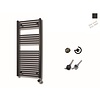 Sanicare Elektrische Design Radiator Sanicare Plug En Play 111,8 x 60 cm Mat Zwart Thermostaat Chroom 730 Watt