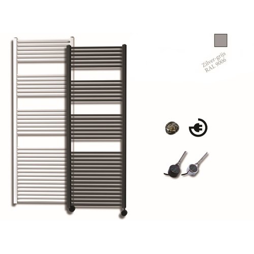 Elektrische Design Radiator Sanicare Plug En Play 172 x 60 cm Zilver Grijs Thermostaat Chroom 1127 Watt 