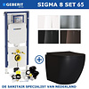 Geberit Geberit Sigma 8 (UP720) Toiletset set65 Mudo Rimless Mat Zwart Met Sigma 70 Drukplaat