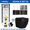 Geberit Geberit Sigma 8 (UP720) Toiletset set65 Mudo Rimless Mat Zwart Met Sigma 50 Drukplaat