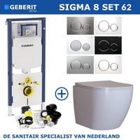 Geberit Sigma 8 (UP720) Toiletset set62 Mudo Rimless Met Sigma 20 Drukplaat