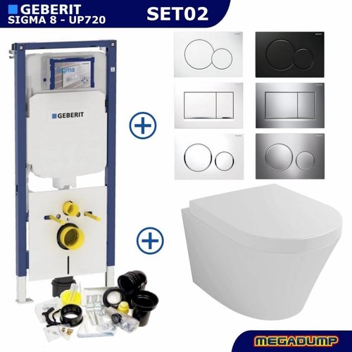 Sigma 8 (UP720) Toiletset 36 Aqua Splash Vesta Rimless Met Sigma Drukplaat 