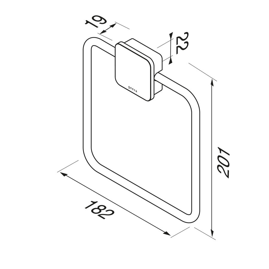 Handdoekring Geesa Topaz Vierkant Minimalistisch Chroom