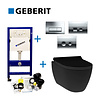 Geberit UP100 Toiletset 13 Idevit Alfa Matzwart Rimfree Met Bril En Drukplaat