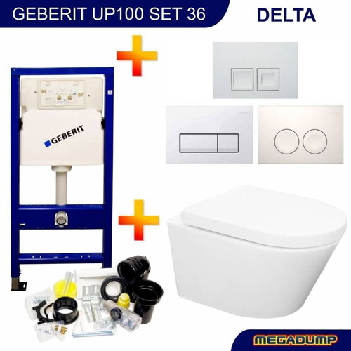 Up100 Toiletset 36 Vesta  Rimless Met Bril En Drukplaat 