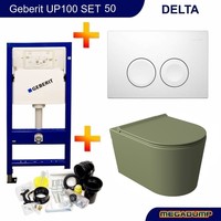 UP100 Toiletset 50 Civita Mat Legergroen Rimless Met bril En Drukplaat